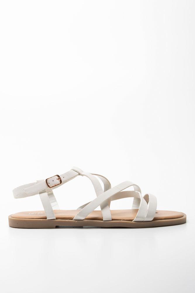 Fashion white strappy flip flops