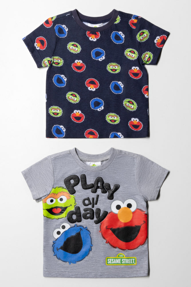 Sesame Street 2Pack T Shirt Navy Grey Tops T Shirts Ackermans