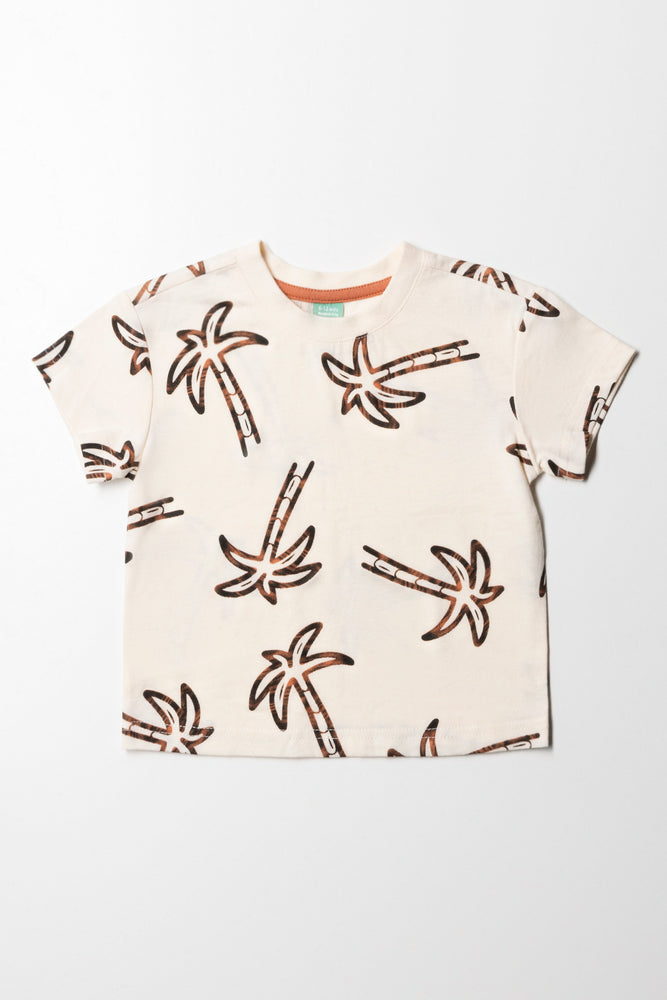 Palm T Shirt Cream And Brown Tops T Shirts Ackermans