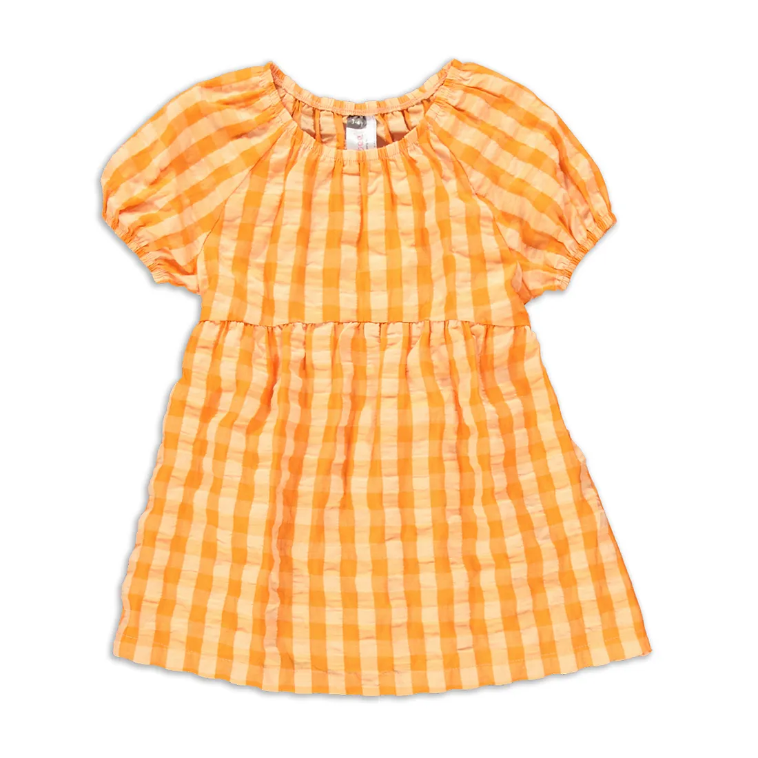 Gingham puff sleeve dress orange - GIRLS 2-8 YEARS Dresses & Jumpsuits ...