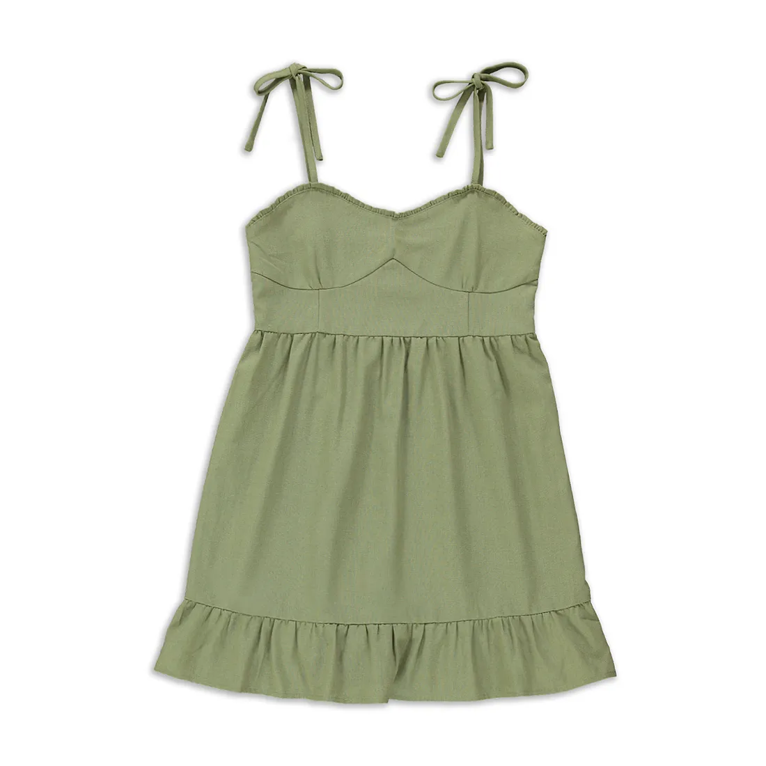 Linen corset dress green - GIRLS 7-15 YEARS Dresses & Jumpsuits | Ackermans