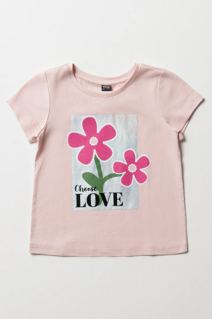 Floral short sleeve t-shirt light pink - GIRLS 2-8 YEARS Tops & T ...