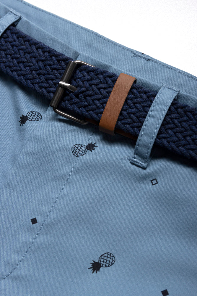 Belted Chino Shorts Blue