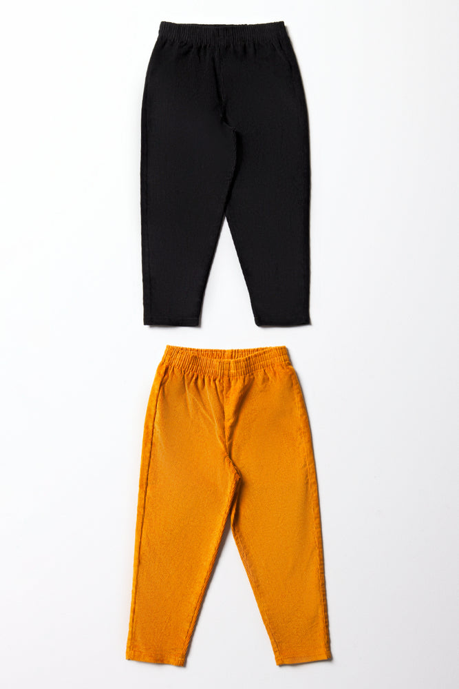 2 Pack Corduroy Pants Black & Yellow