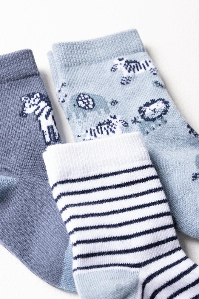 3 Pack Animal Socks Blue (1)