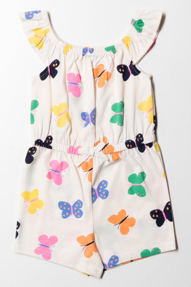 Colourful Butterflies Short-All White