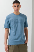 Embossed Short Sleeve T-Shirt Blue