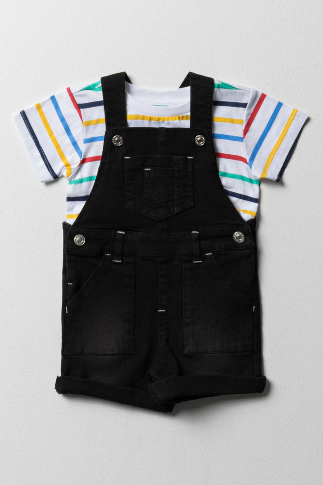 Denim Dungaree Set Black