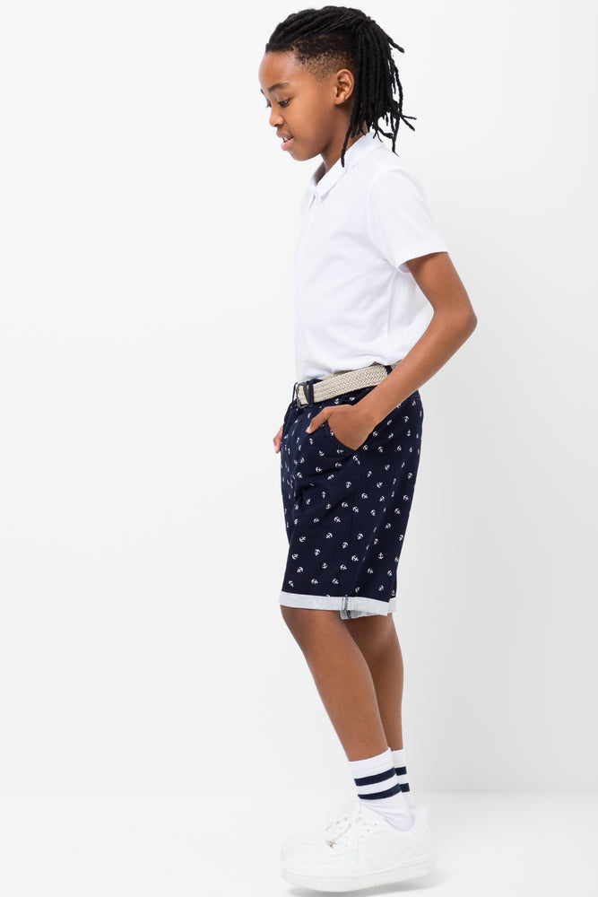 Belted Chino Shorts Navy