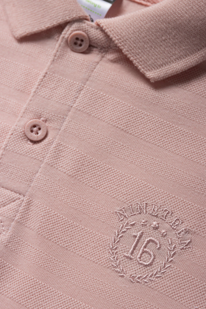 Textured Short Sleeve Golfer Light Pink