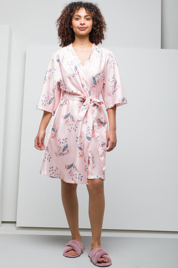 Satin Kimono Sleeve Summer Gown Pink