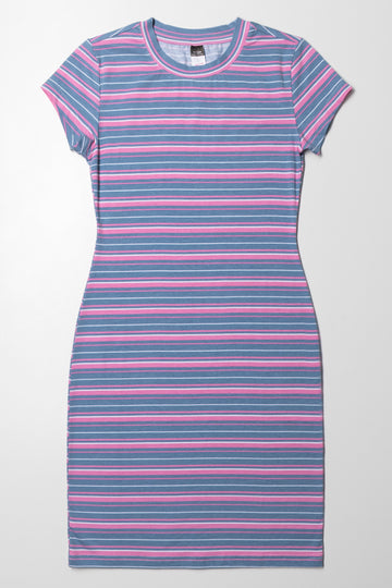 Stripe Bodycon Dress Purple And Pink