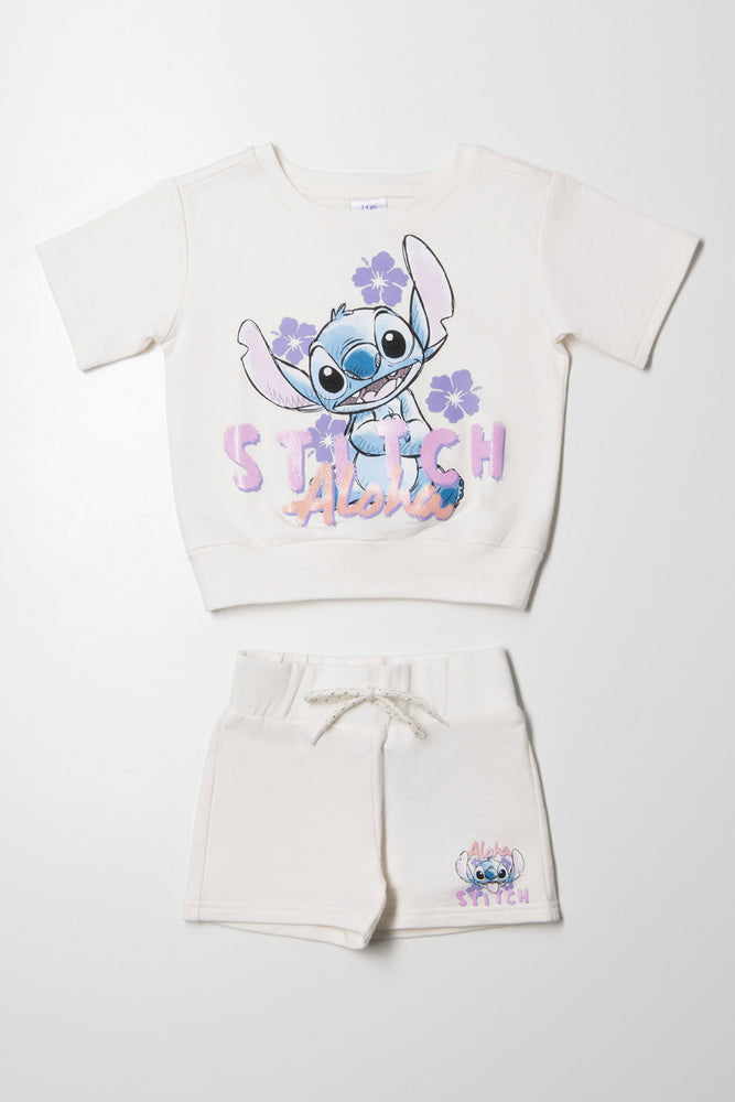 Stitch Short And Top Set White