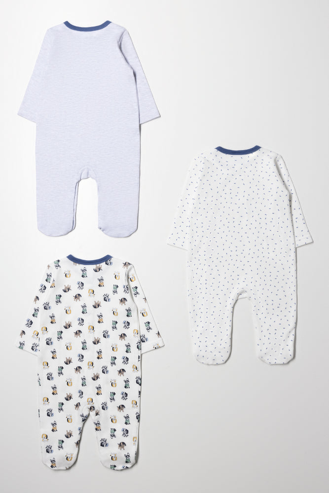 3 Pack Babygrows Blue And White (4)