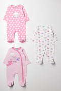 3 Pack Babygrows Pink And White