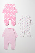 3 Pack Babygrows Pink And White (4)