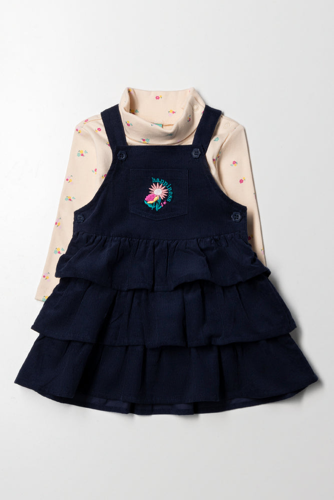 Tiered Pinafore Set Navy