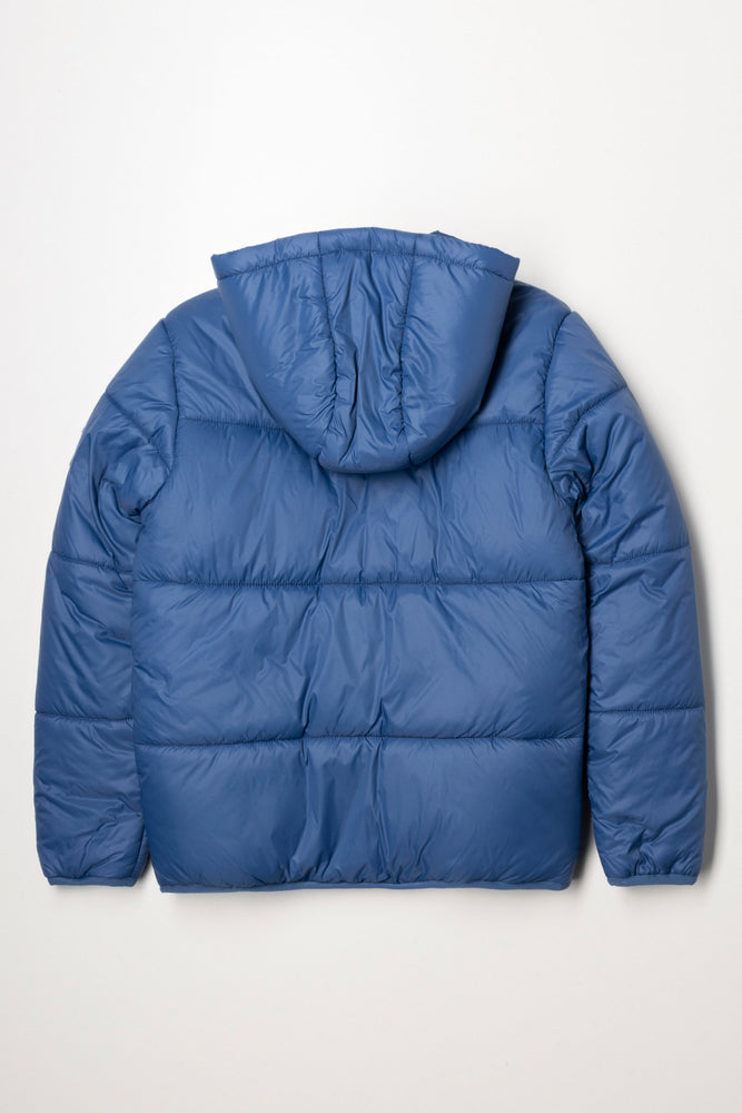 Hooded Puffer Jacket Blue (2)