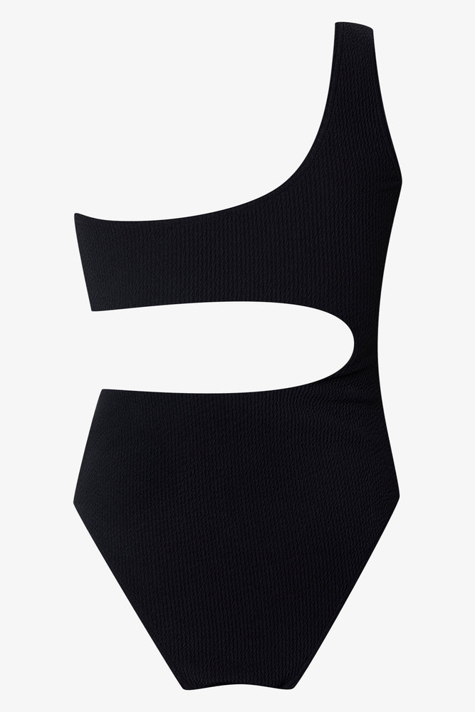 Monokini Textured Swimsuit Black