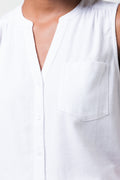 Sleeveless Shirt Linen White (3)