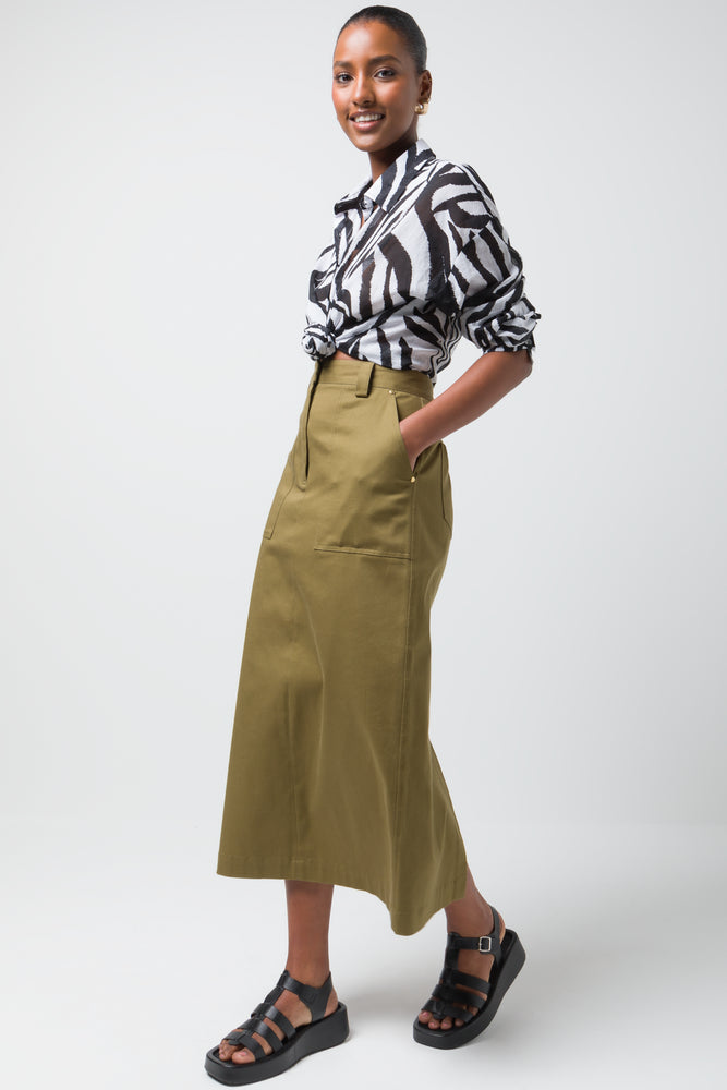 Utility Twill Skirt Green (2)