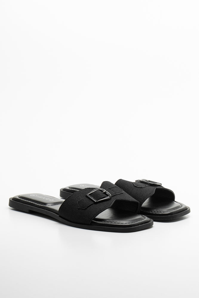 Canvas Mule Sandal Black