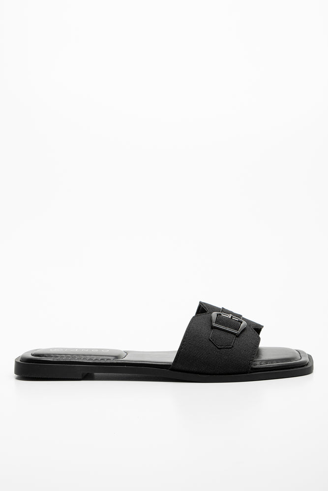 Canvas Mule Sandal Black