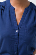 Sleeveless Shirt Linen Navy (3)