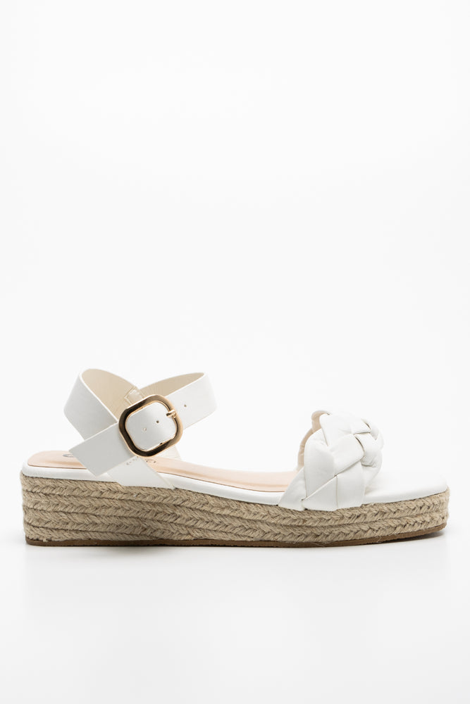 Plaited Heel Sandal White