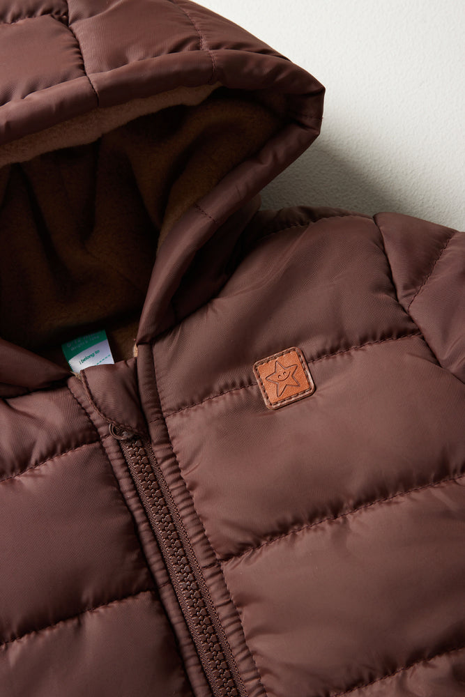 Hooded Puffer Jacket Brown