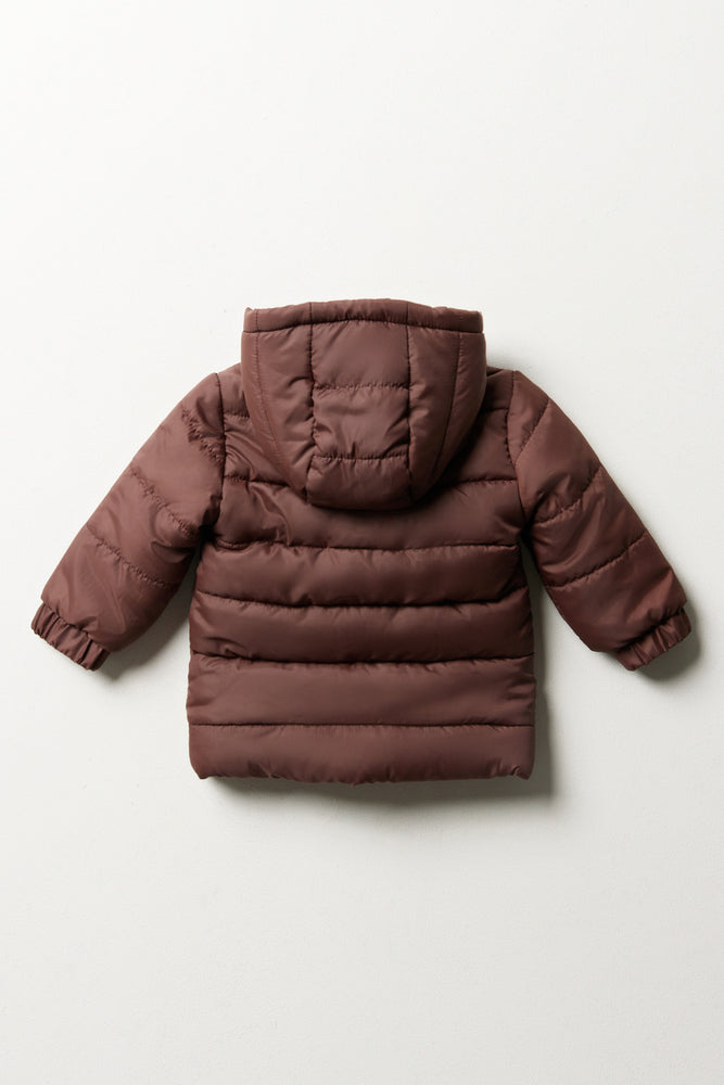 Hooded Puffer Jacket Brown (3)