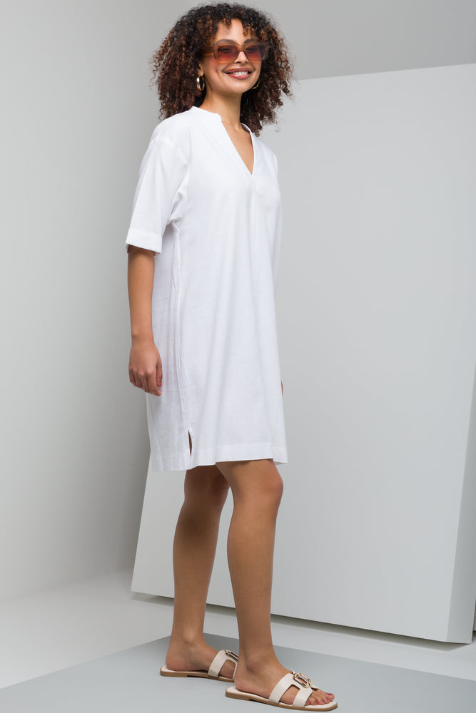 Collar Linen Dress White