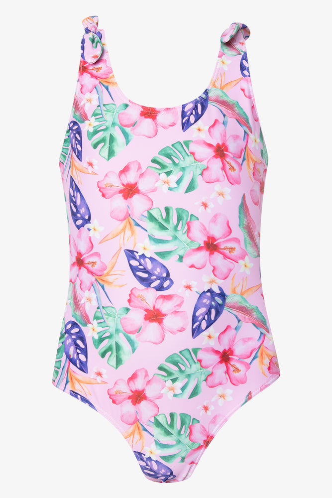 One Piece Tropical Swimsuit Pink