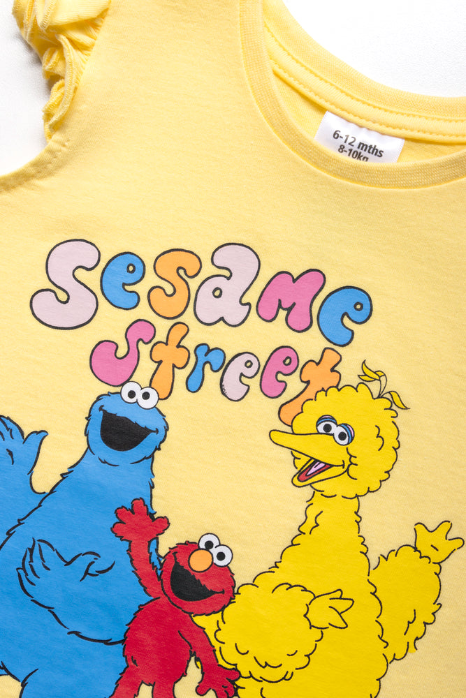 Sesame Street 2 Pack T-Shirt Yellow & White