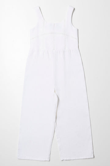 Lace Trim Jumpsuit White