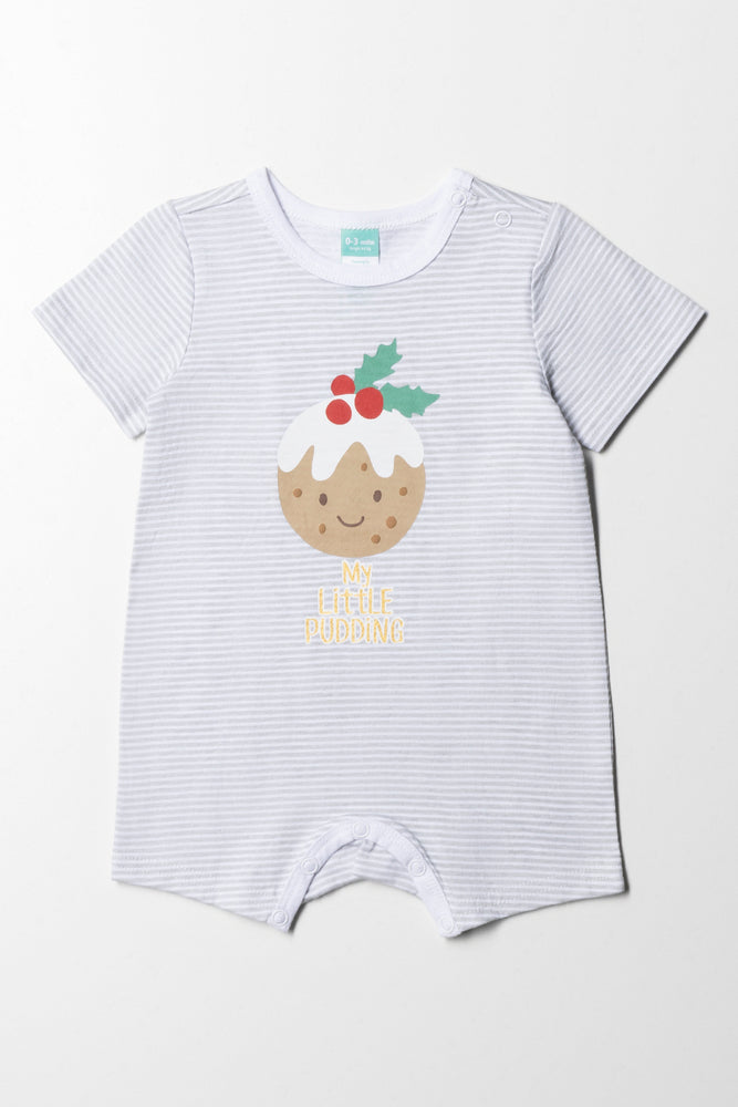 Pudding Christmas Romper Grey