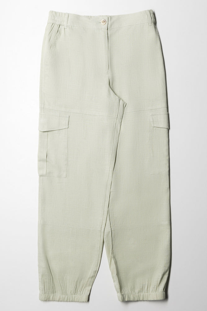 Linen Cargo Trouser Green