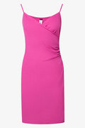 Strappy Wrap Crinkle Knit Dress Pink