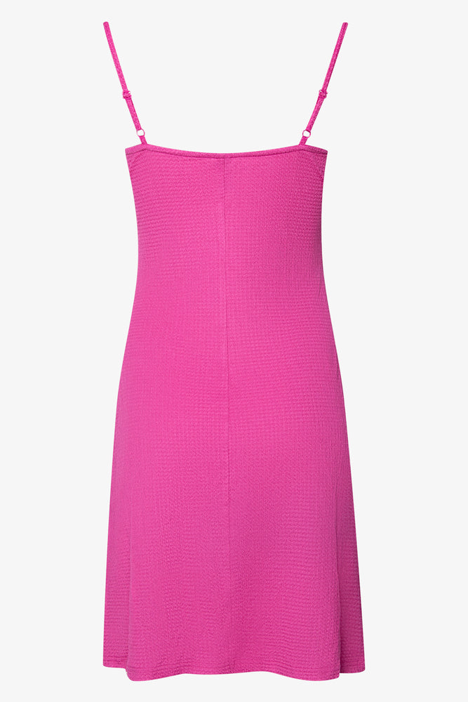 Strappy Wrap Crinkle Knit Dress Pink (1)