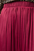 Crinkled Satin Flared Skirt Burgundy (4)