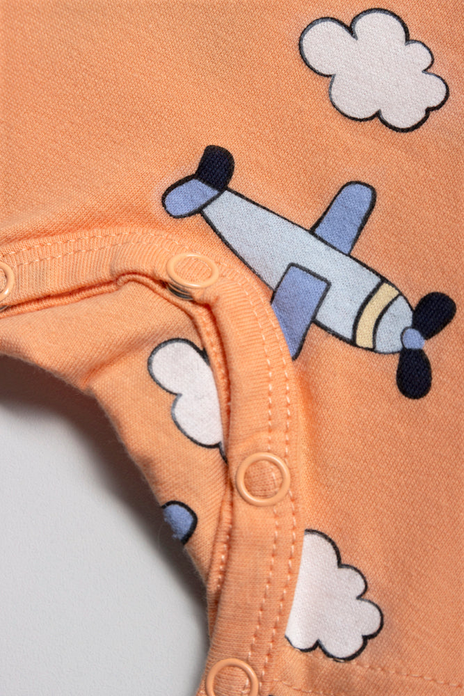 Airplane Basic Romper Boy Orange (2)