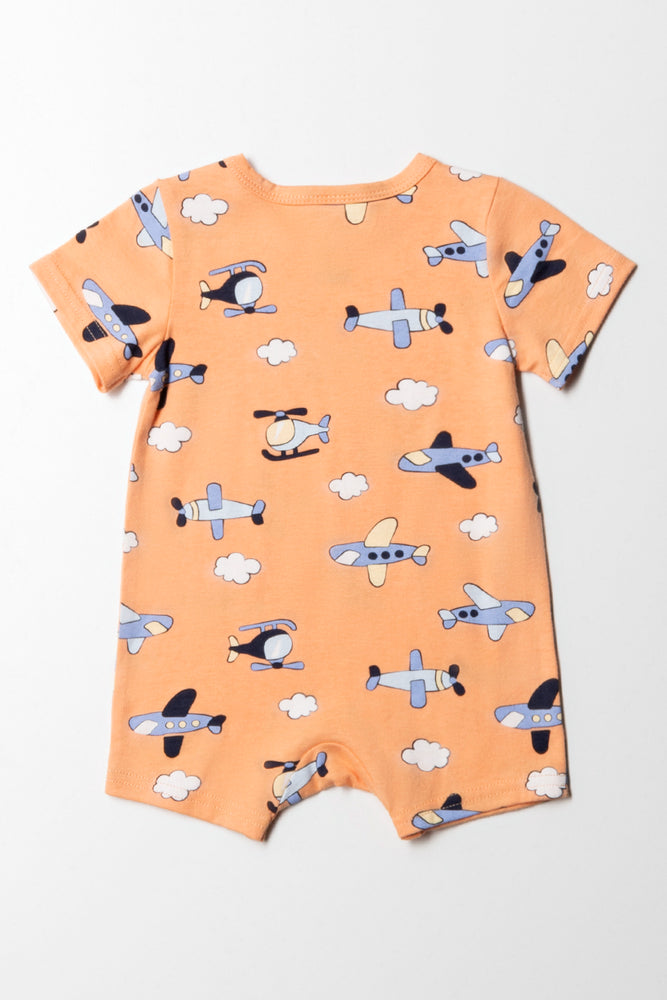 Airplane Basic Romper Boy Orange (3)