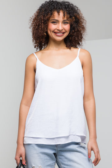 Cowl Satin Cami White