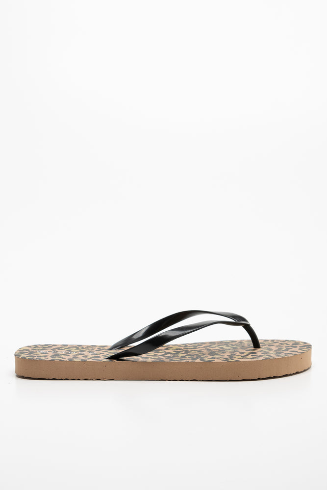 Leopard Print Flip Flop Black (1)