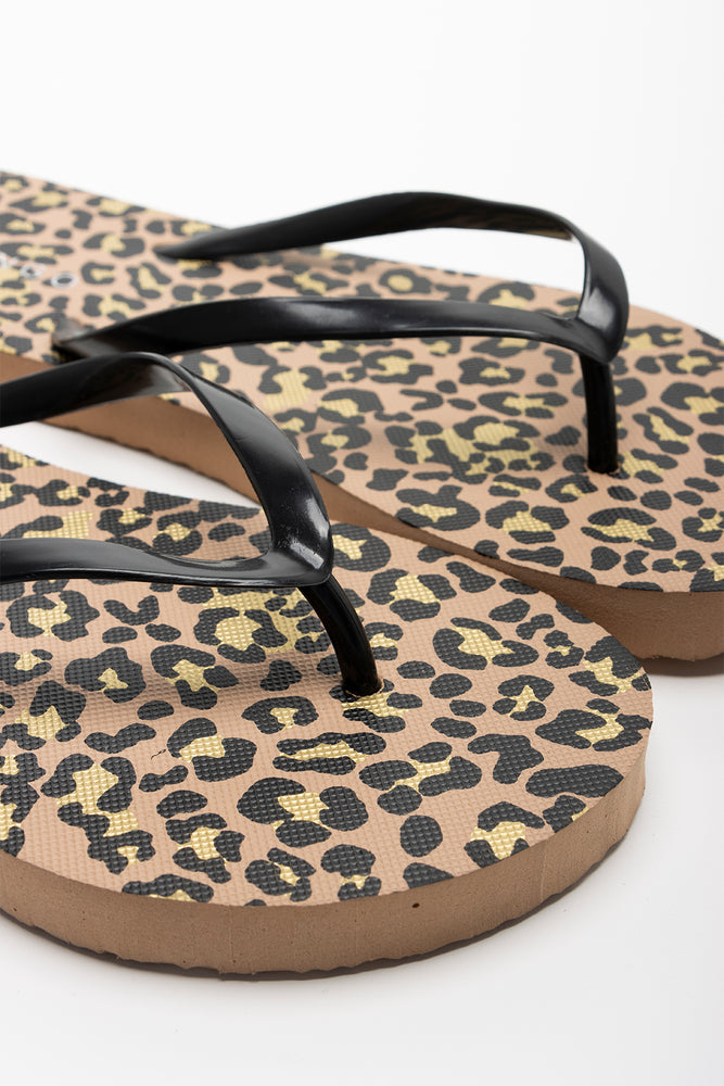 Leopard Print Flip Flop Black (2)