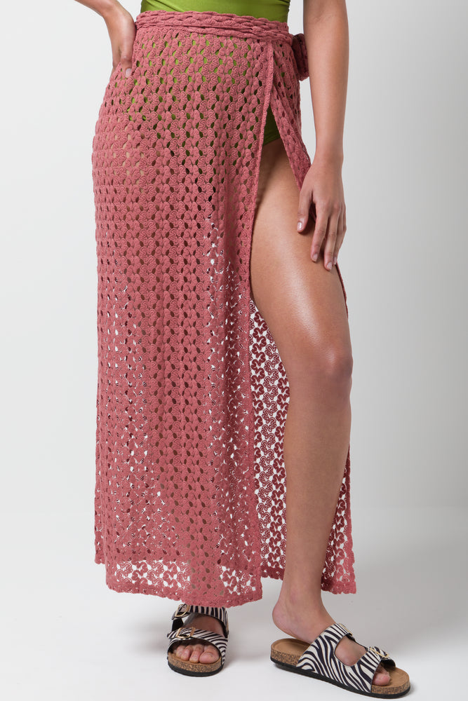 Crochet Wrap Skirt Pink