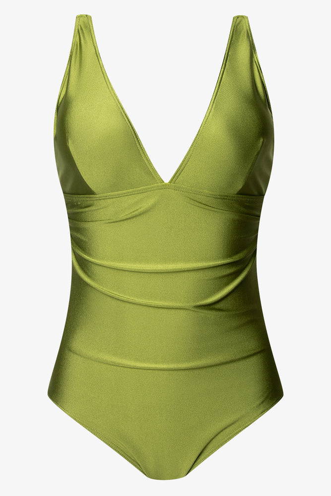 Plunge Neckline Swimsuit Green