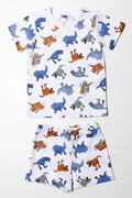 Dino Short Sleeve Pyjamas White