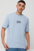 Front And Back Printed T-Shirt Light Blue