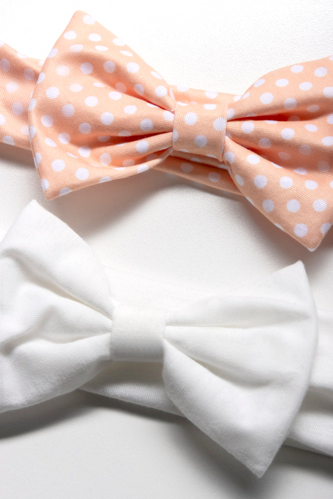 2Pack Headbands Peach & White